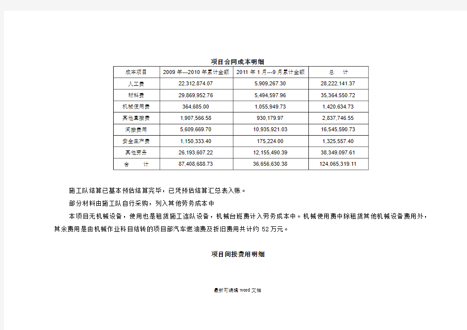 项目财务分析报告