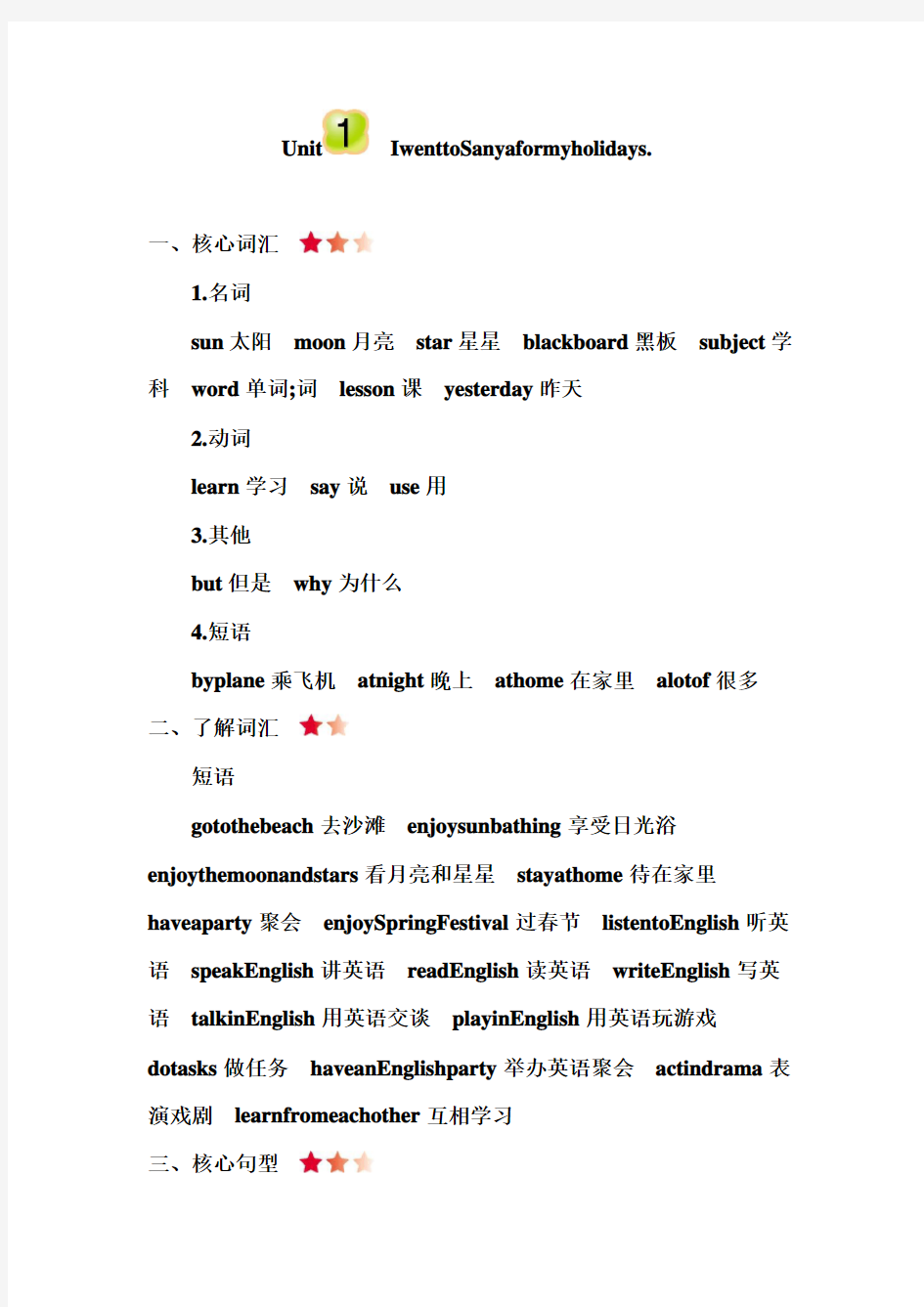 人教精通版英语六年级下册全册知识点归纳与整理