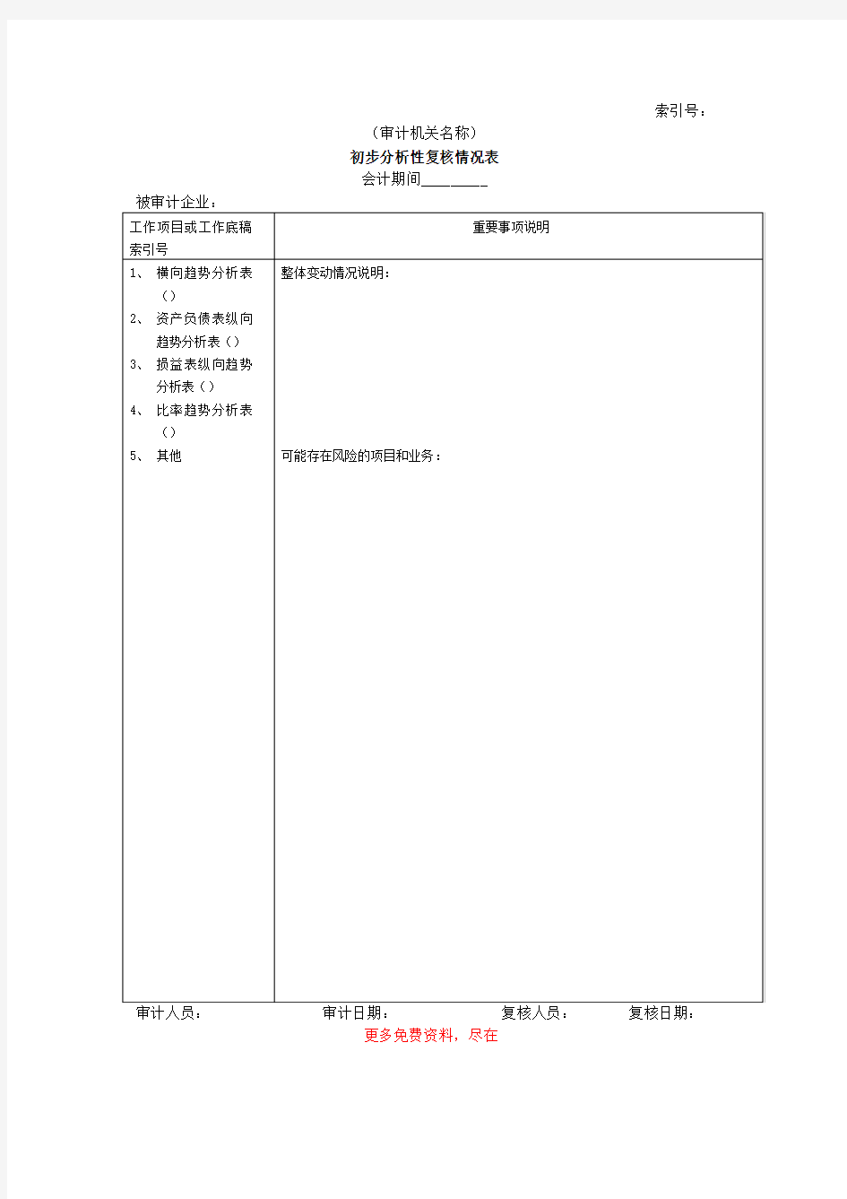 初步分析性复核情况表DOC