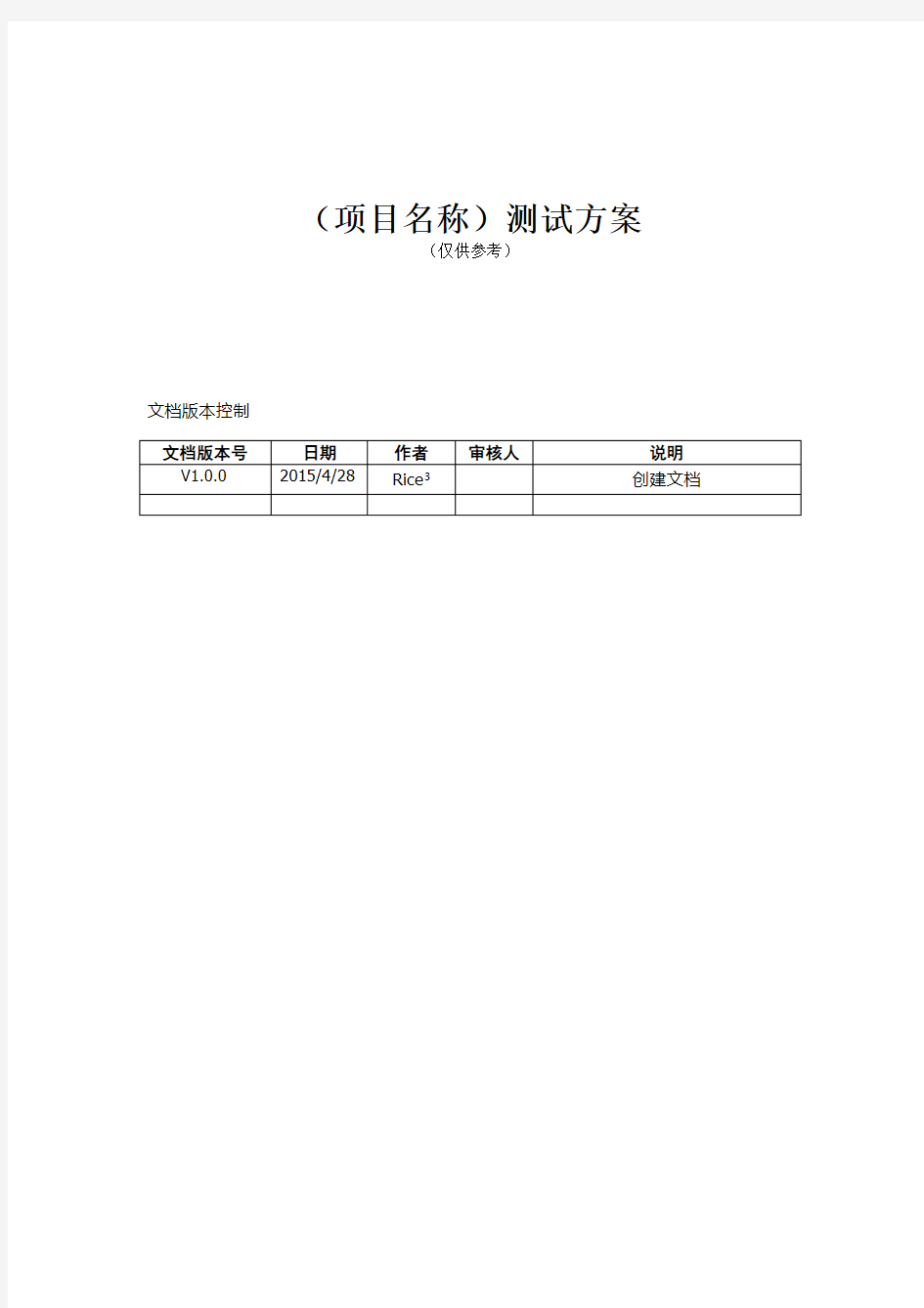 软件测试方案模板范文