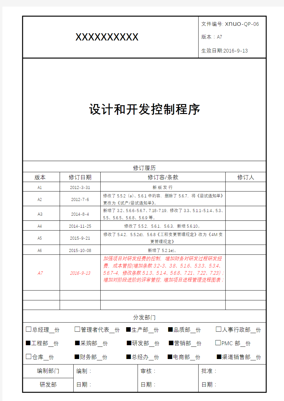 设计和开发控制程序文件