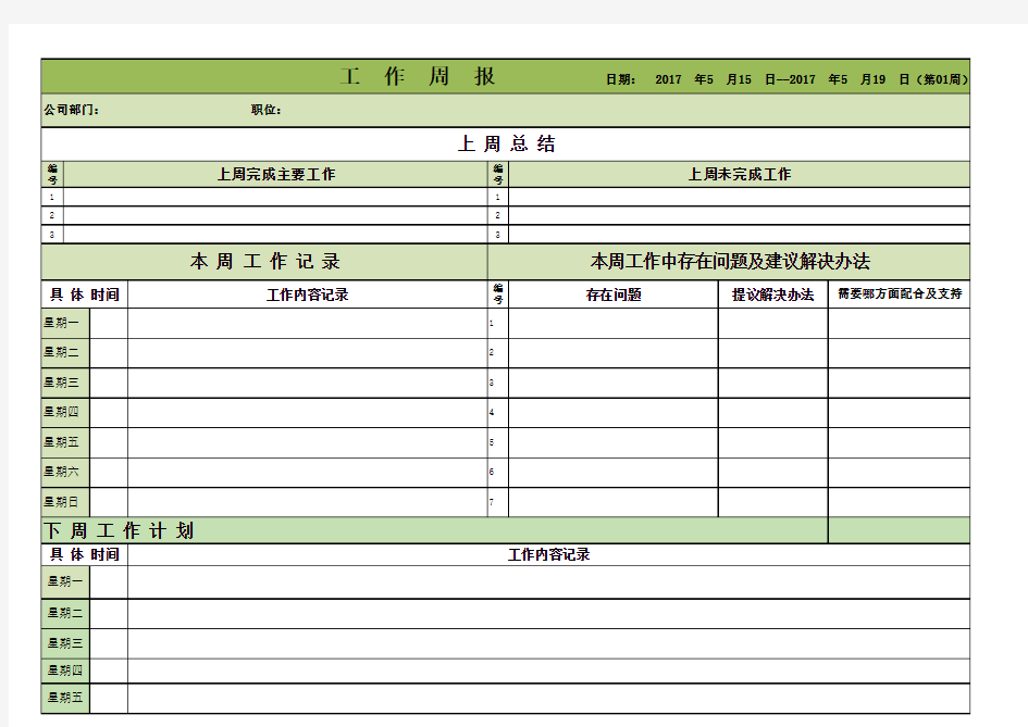 公司工作周报