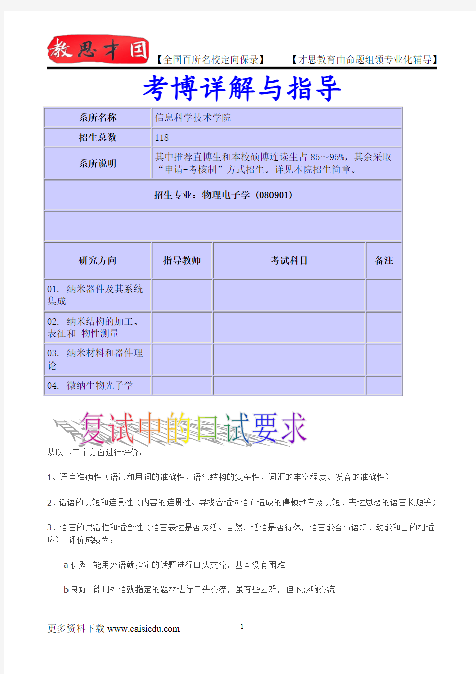 北京大学考博物理电子学专业介绍,考博真题,真题解析