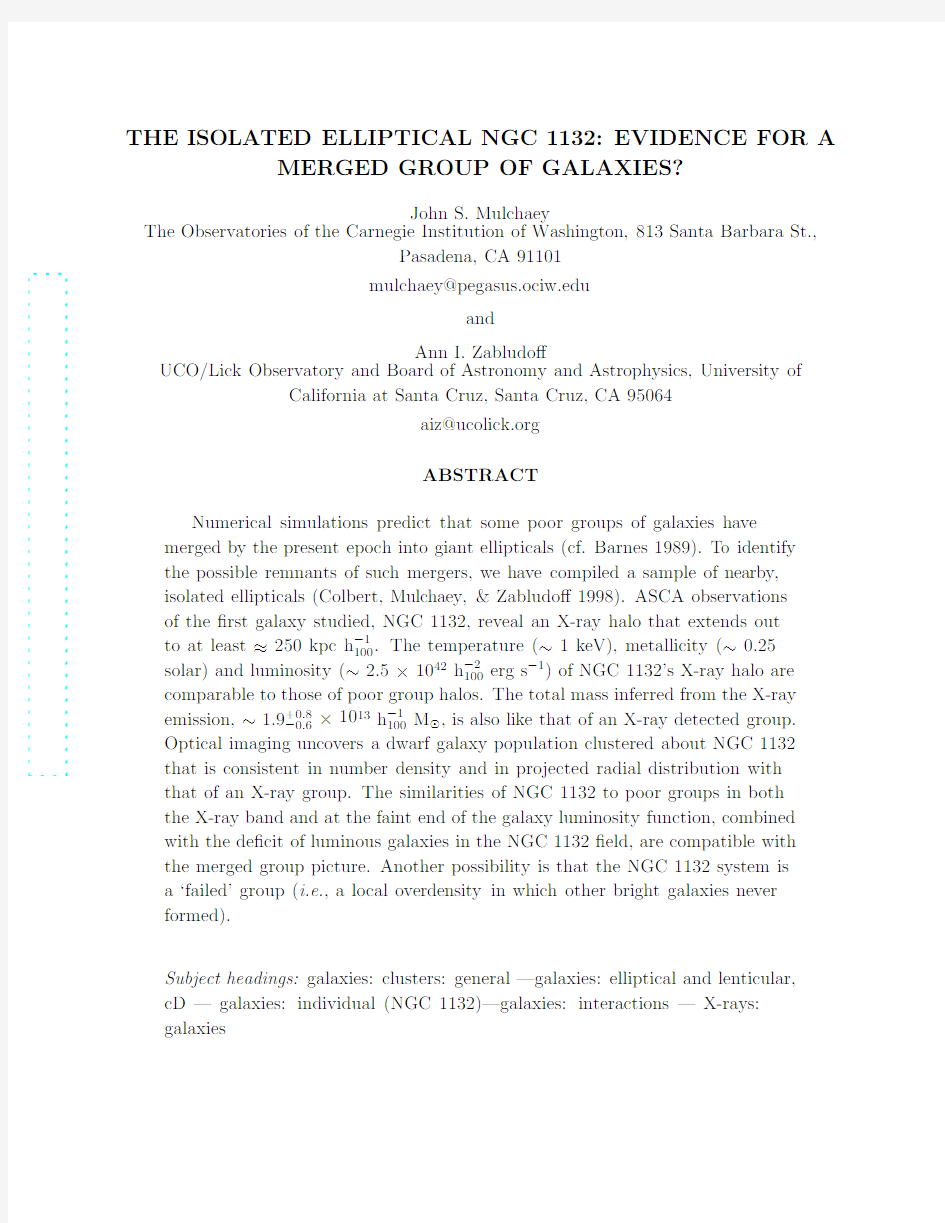 The Isolated Elliptical NGC 1132 Evidence For a Merged Group of Galaxies