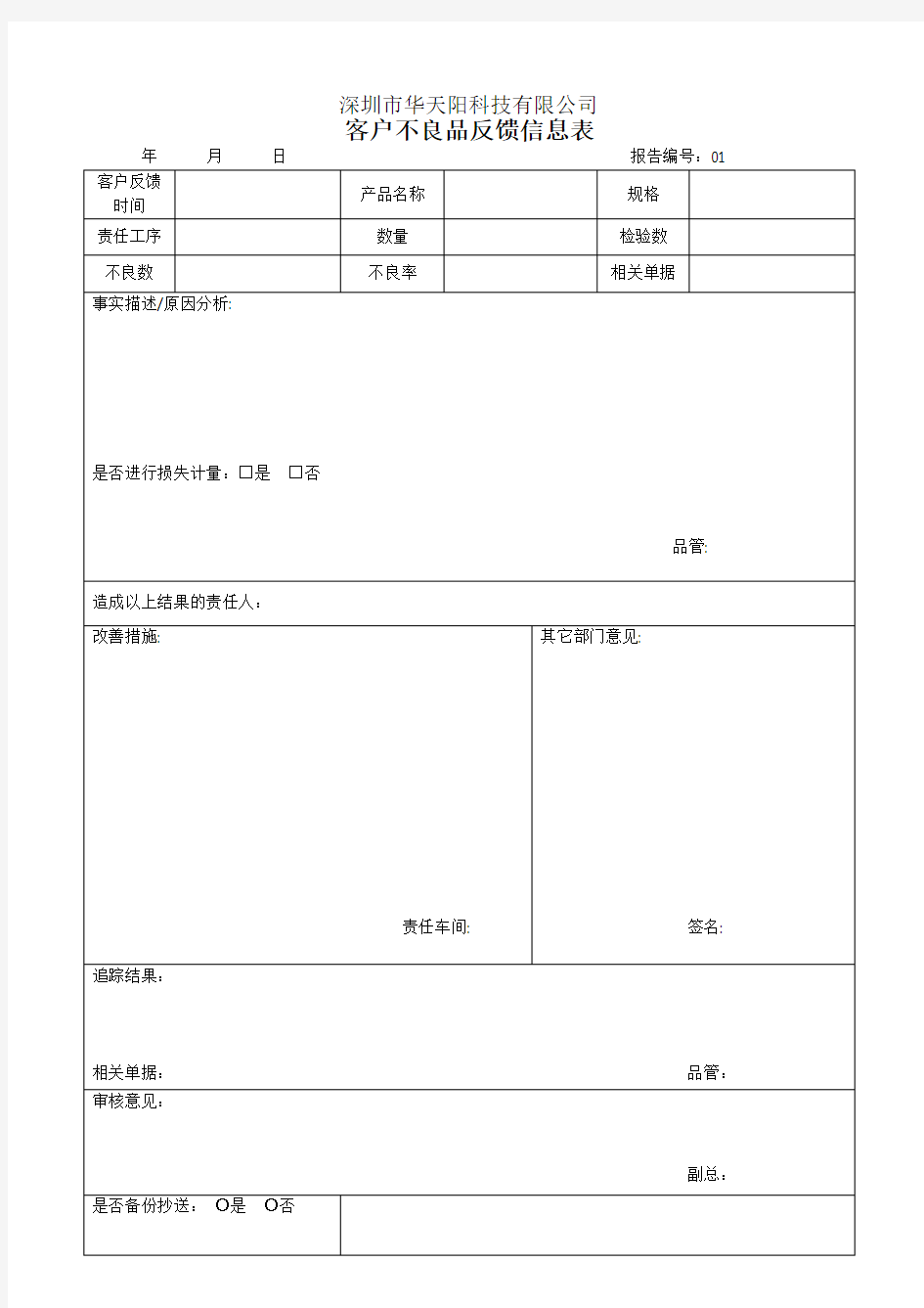 不良品报告