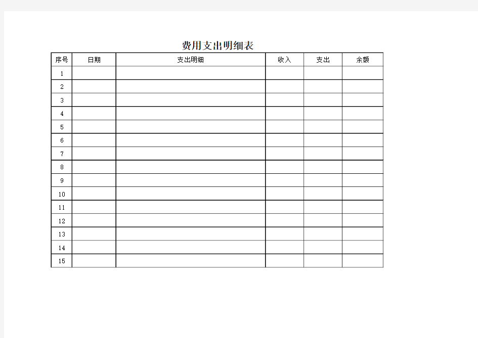 费用支出明细表