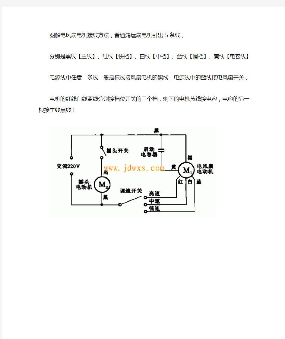 图解电风扇电机接线方法