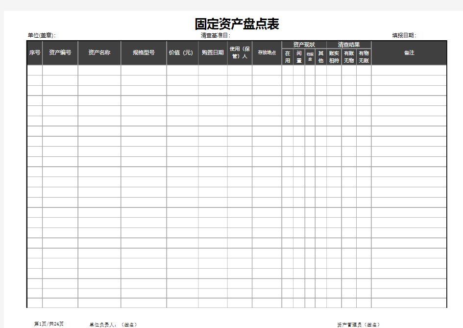 固定资产盘点表(年中盘点)