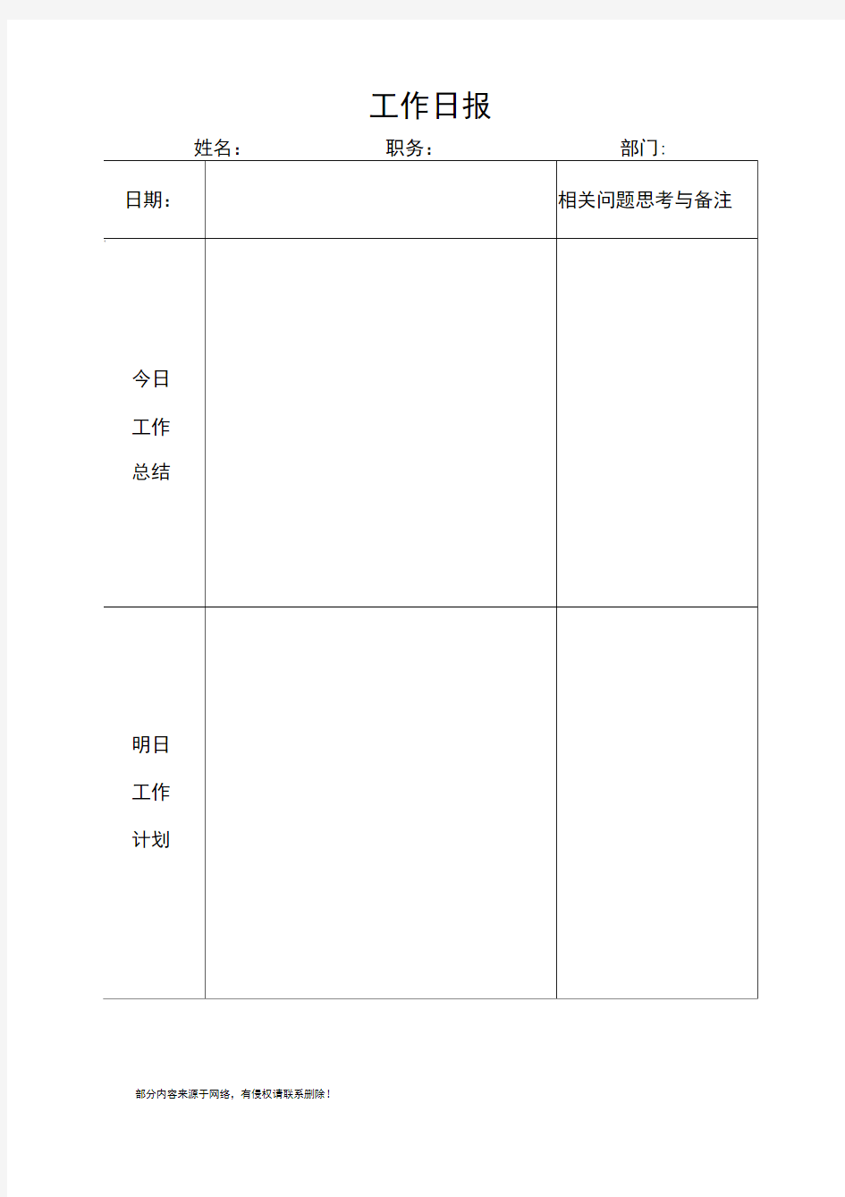 每日工作总结模板