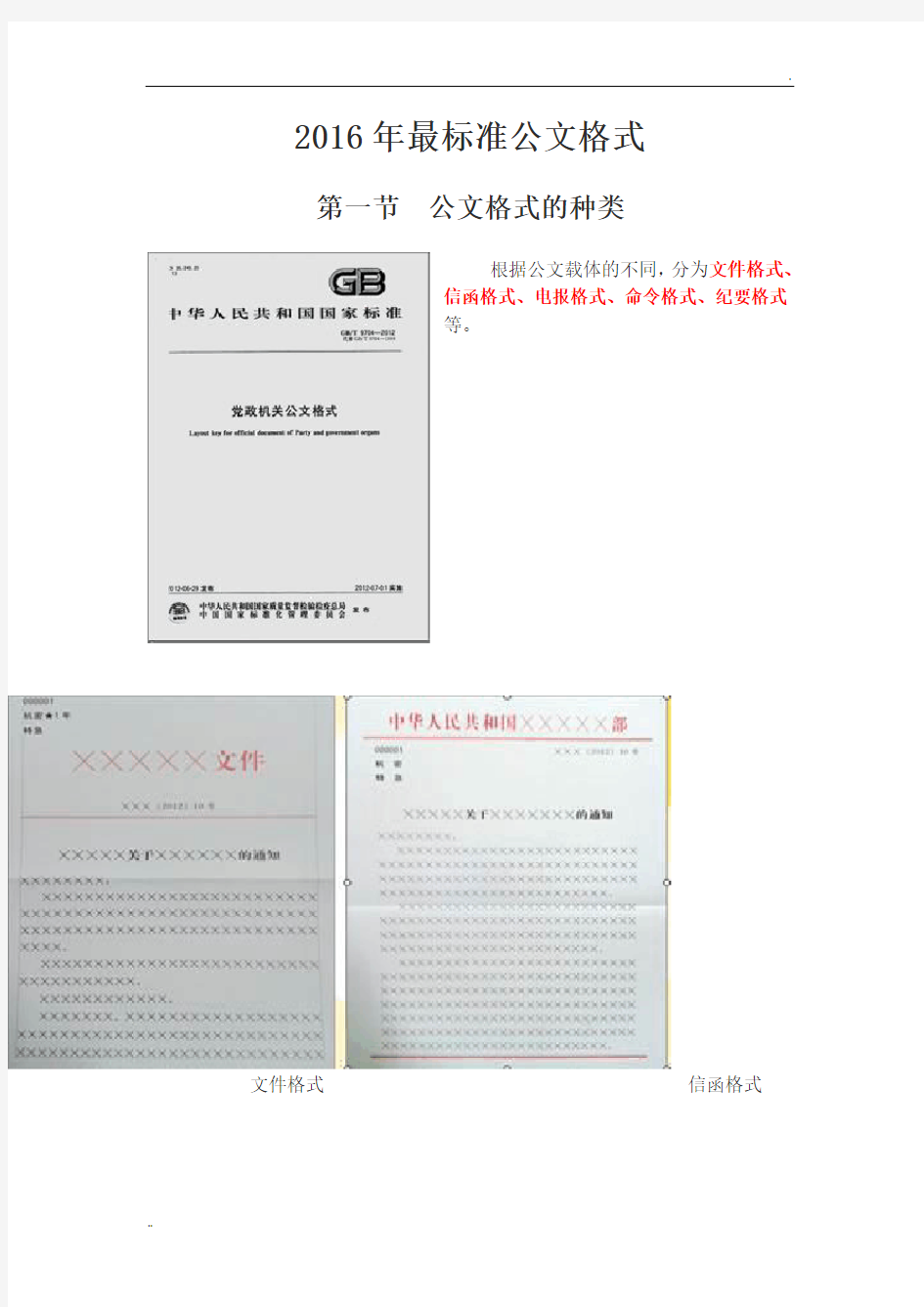 2016年最新标准公文格式