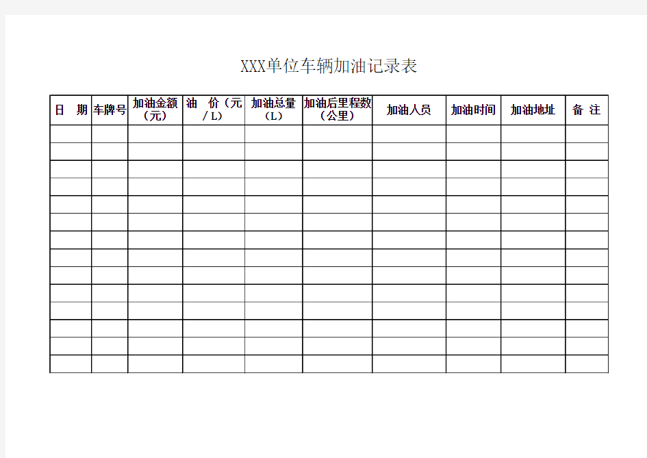 车辆使用(加油)登记表