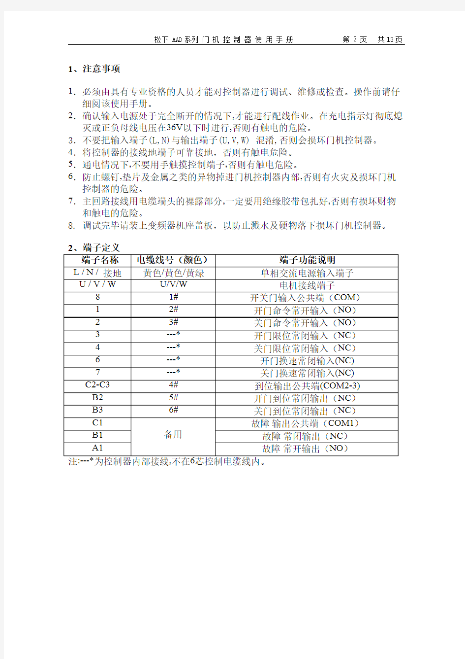 松下_AAD03011门机控制器使用手册hd