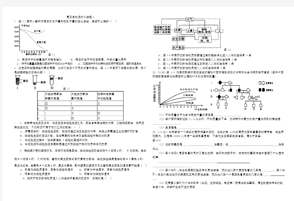 高三生物限时训练题4(附答案)