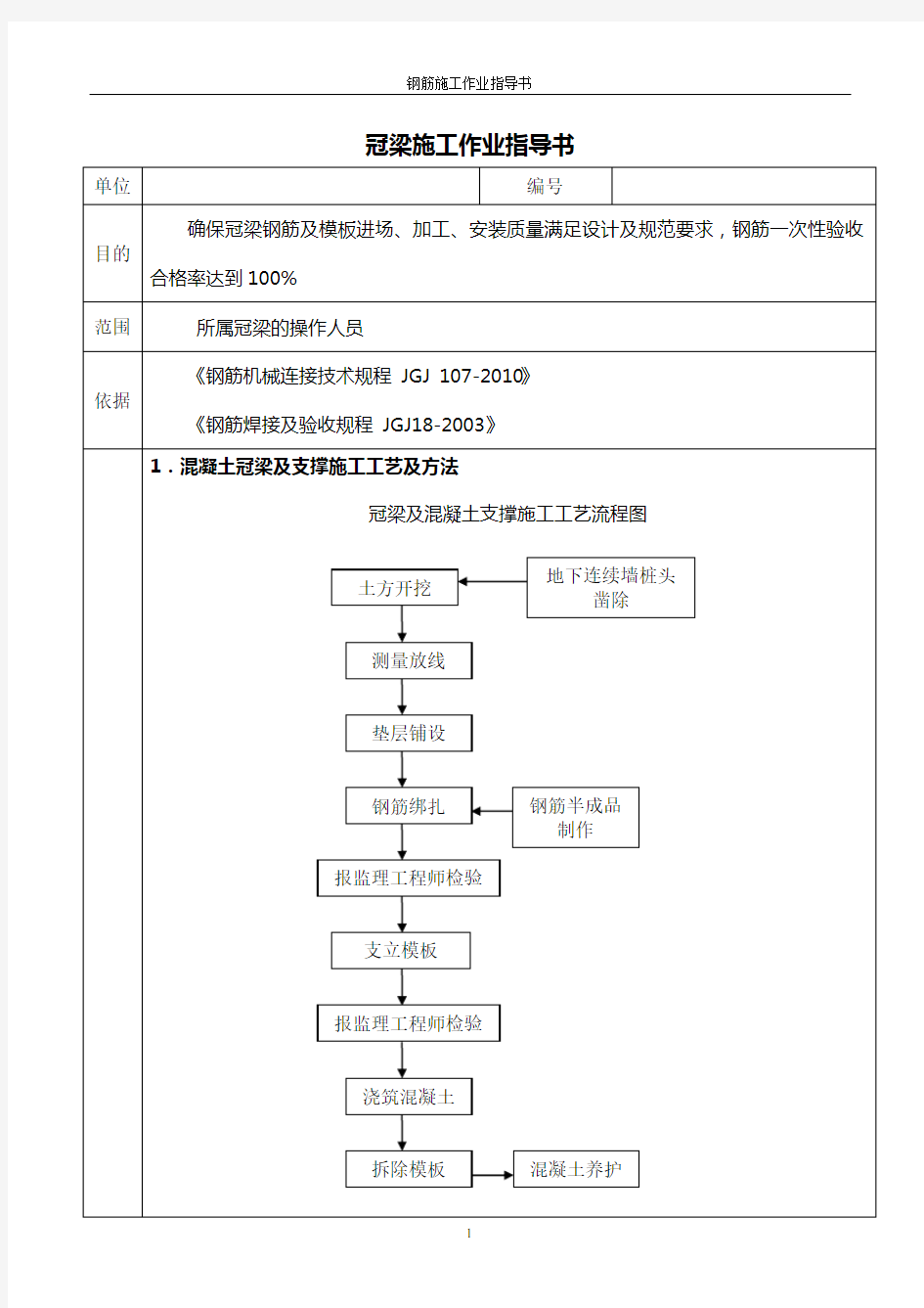 冠梁施工作业指导书