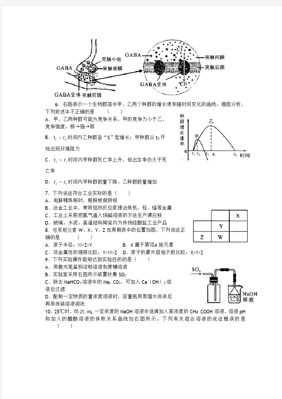 安徽合肥一中冲刺高考模拟最后一卷(理综)及参考答案