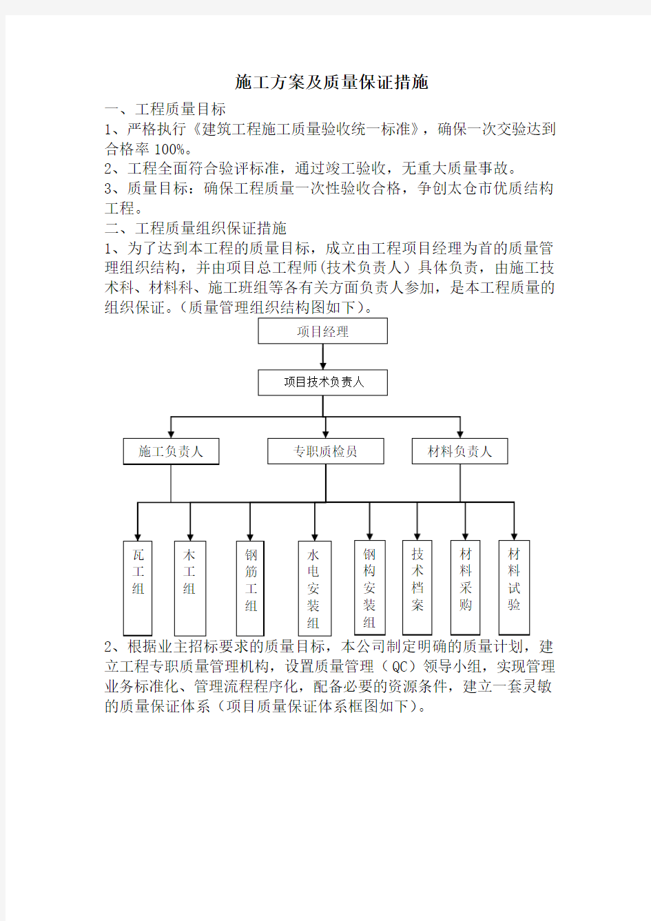 施工实施方案及质量保证措施