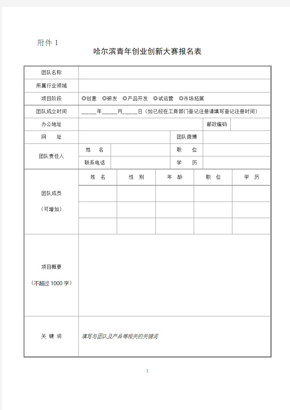 哈尔滨青年创业大赛模板