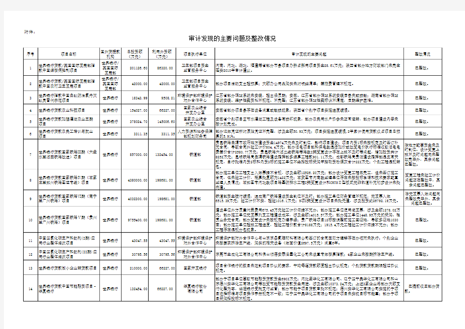 审计发现的主要问题及整改情况xls