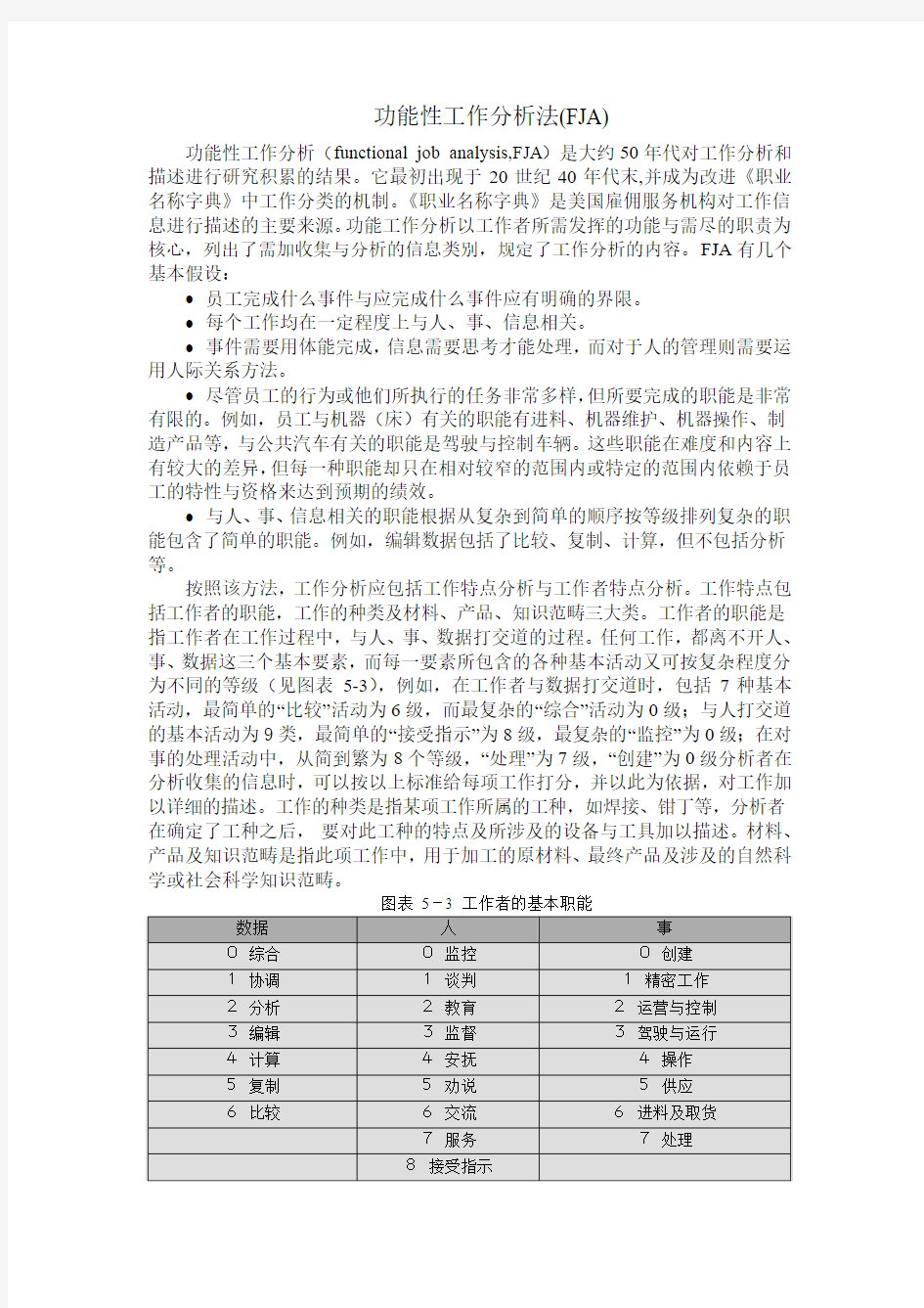 功能性工作分析法