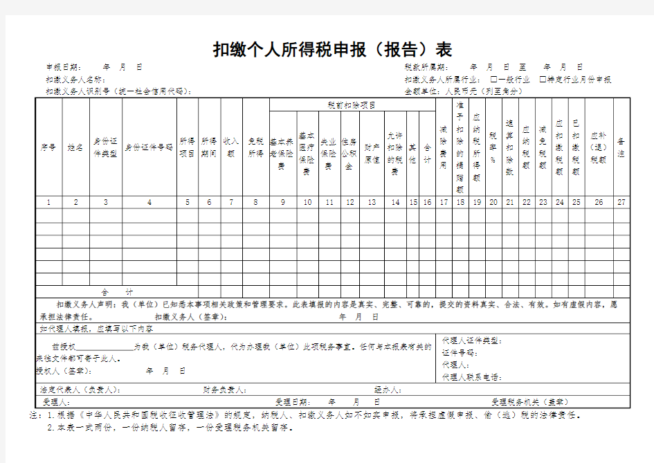 《扣缴个人所得税申报(报告)表》_空白文件