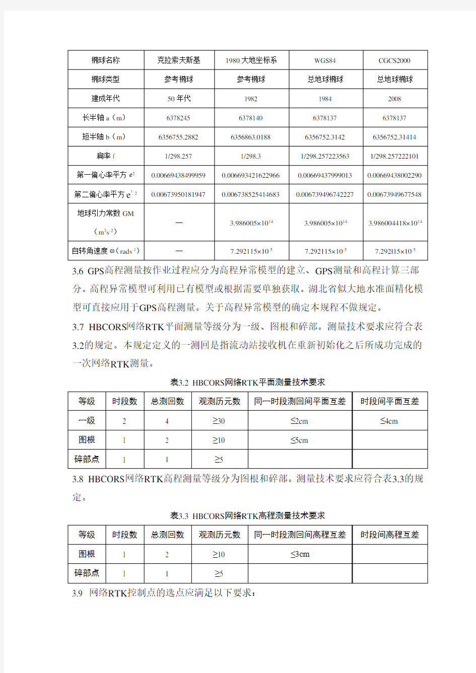 HBCORS网络RTK测量技术规定(试行)