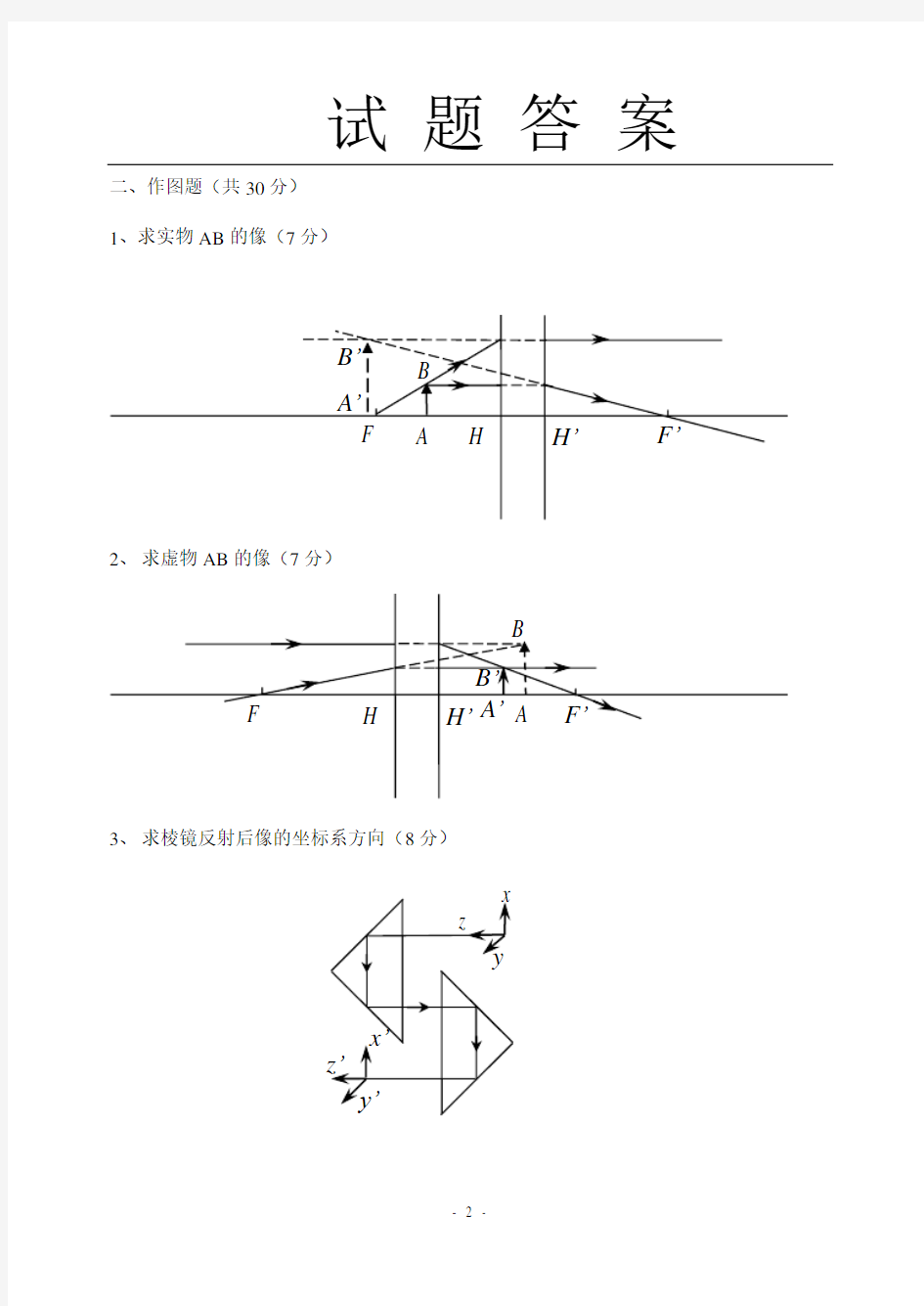 应用光学试卷含答案