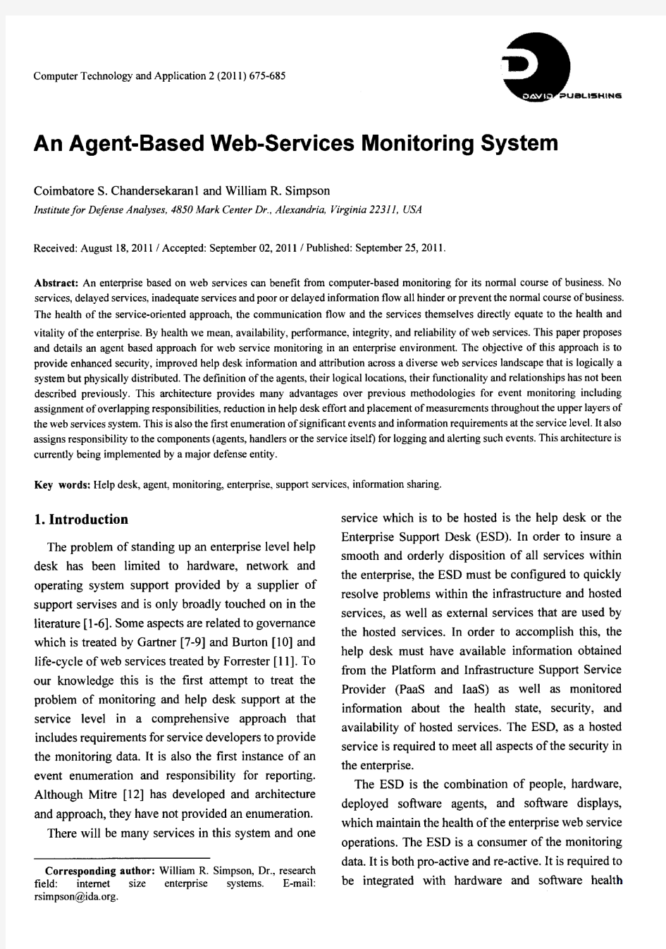 An Agent-Based Web-Services Monitoring System