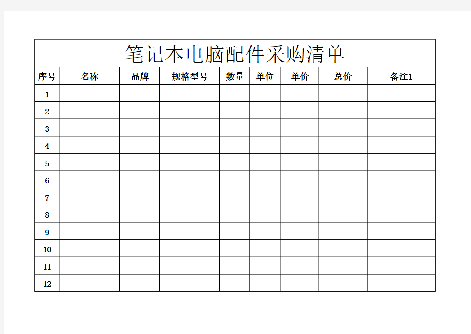 电脑配件采购清单