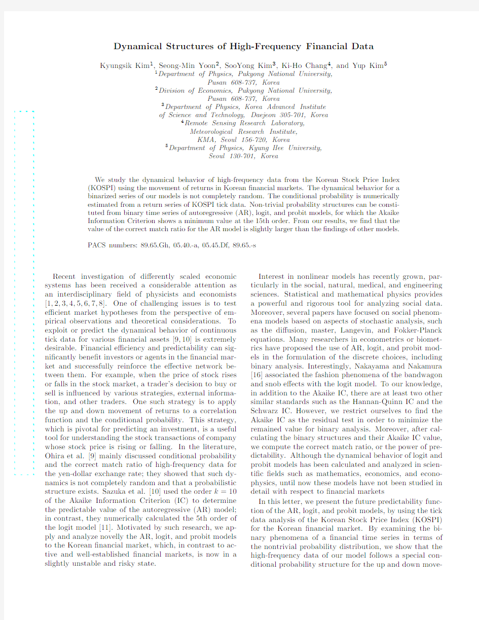 Dynamical Structures of High-Frequency Financial Data