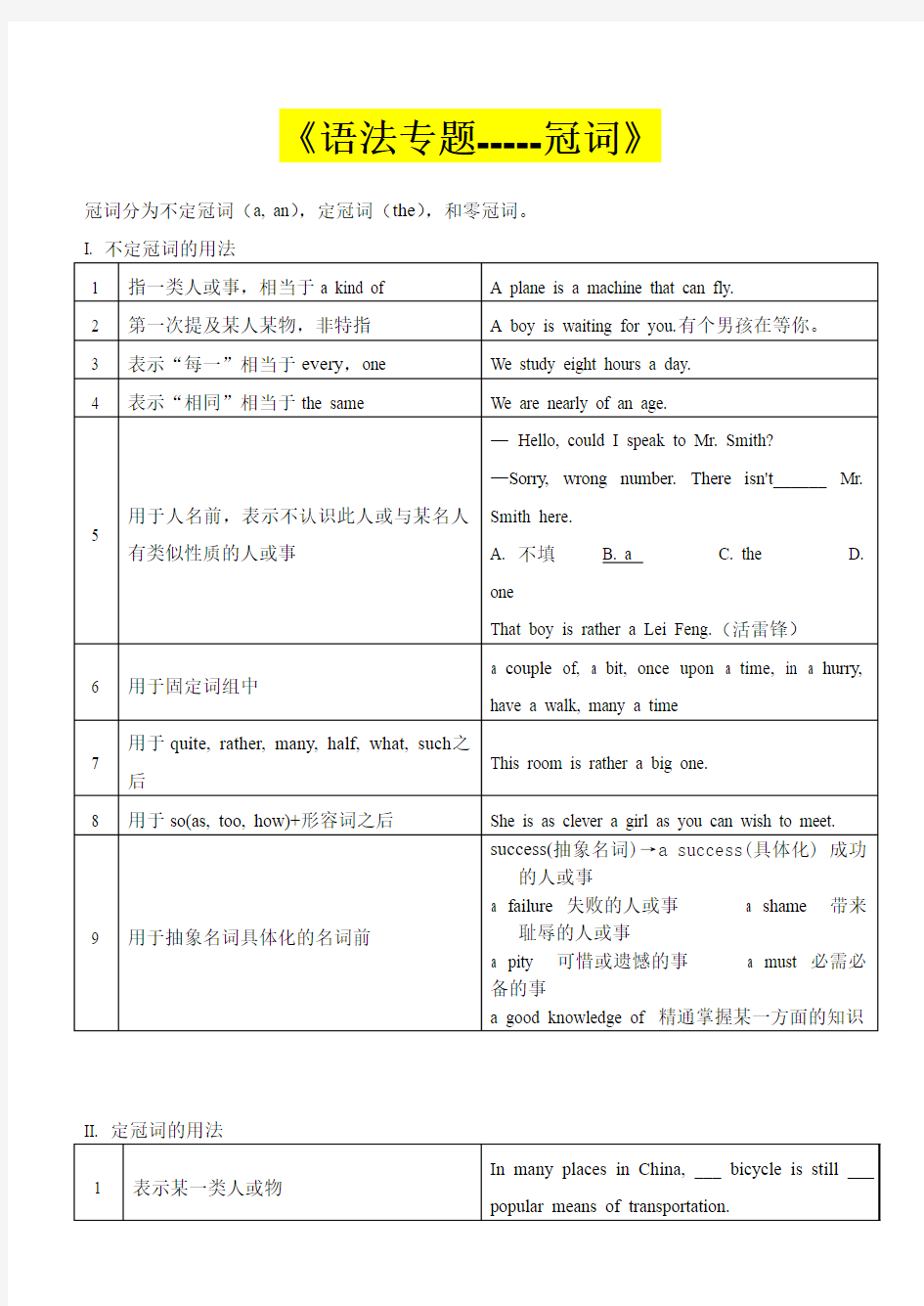 高中英语冠词练习题及答案[1]