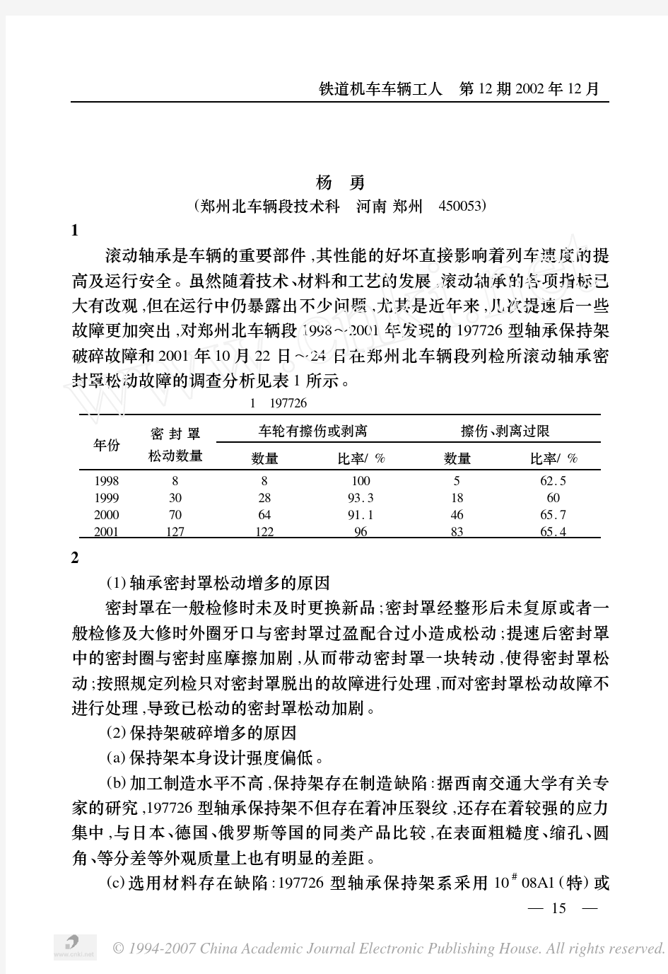 货车滚动轴承两种常见故障原因及对策