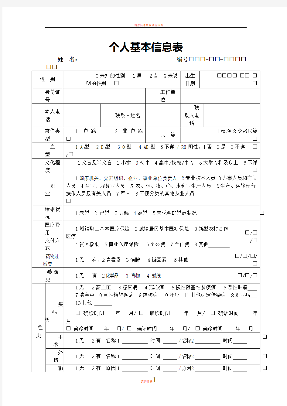 基本公共卫生服务表格