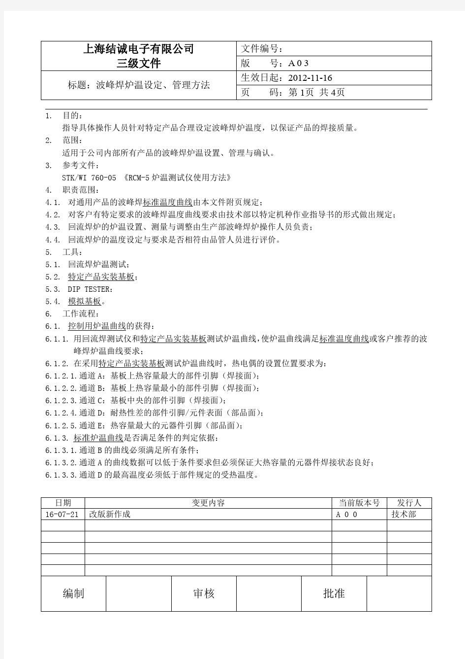 波峰焊炉温设定、管理方法.