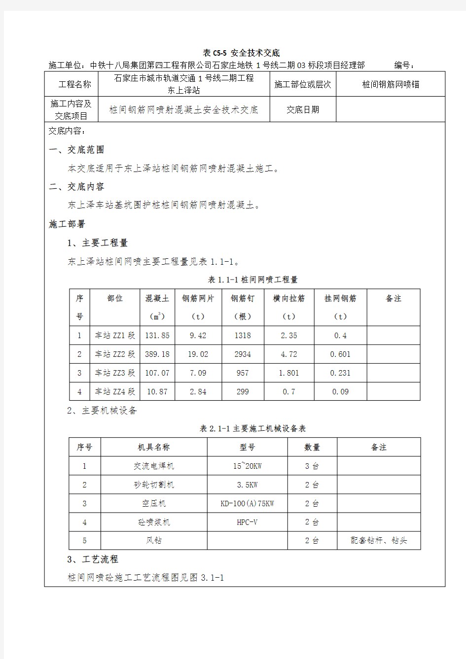 喷锚安全技术交底