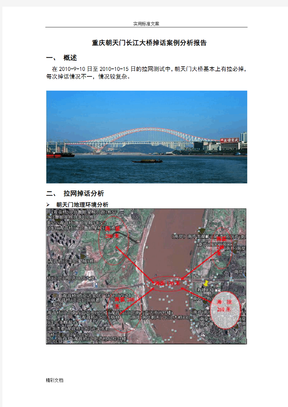 朝天门长江大桥掉话案例分析报告报告材料报告材料