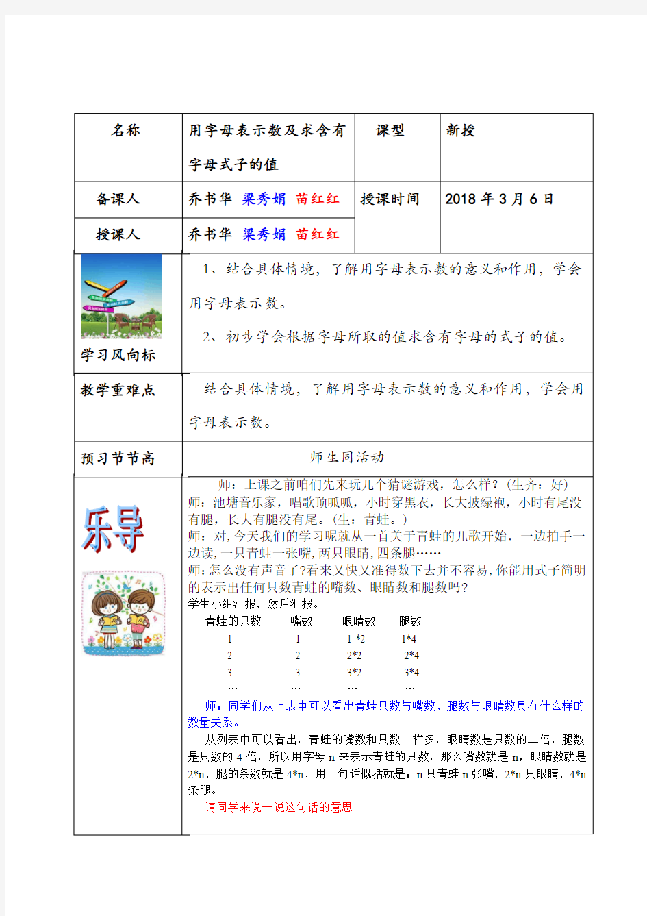 用字母表示数及求含有字母式子的值