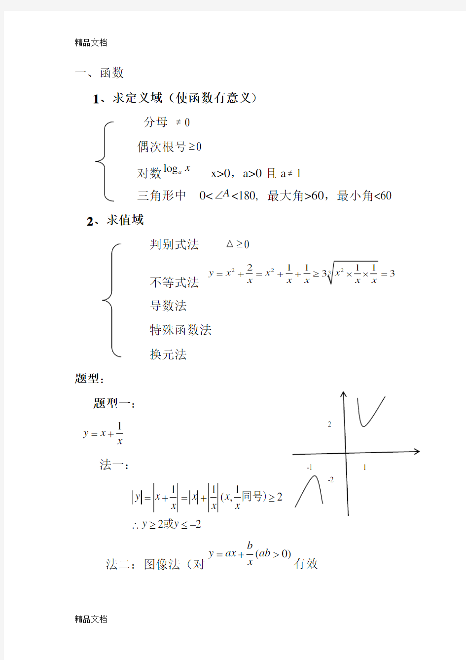 高考数学常见题型汇总(经典资料)word版本