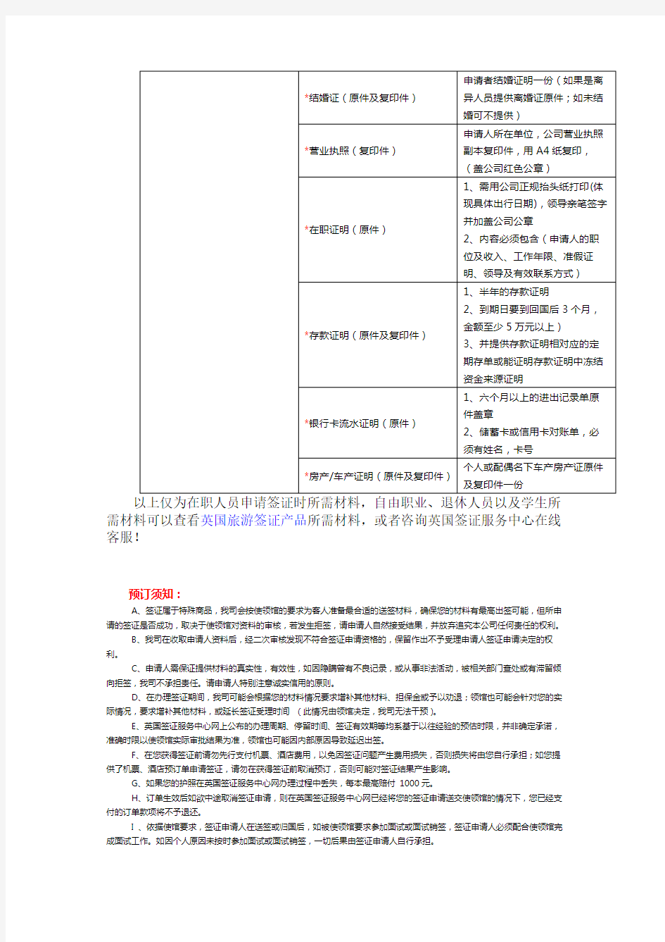 英国旅游签证所需材料【模板】