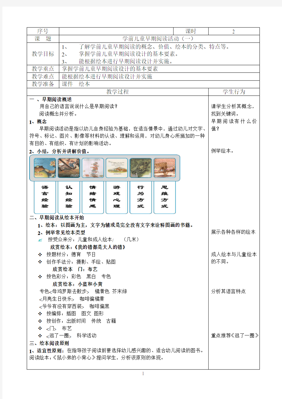 教案 早期阅读活动设计