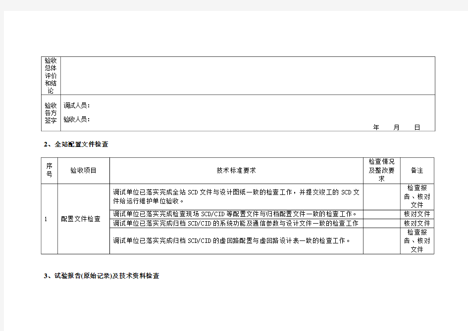 智能变电站标准化验收卡(母差保护、母线PT合并单元、母线智能终端、监控后台、公用测控、远动机及站控层)解