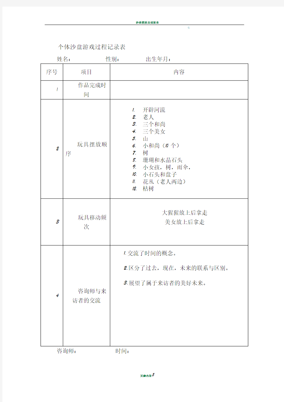 沙盘记录模板