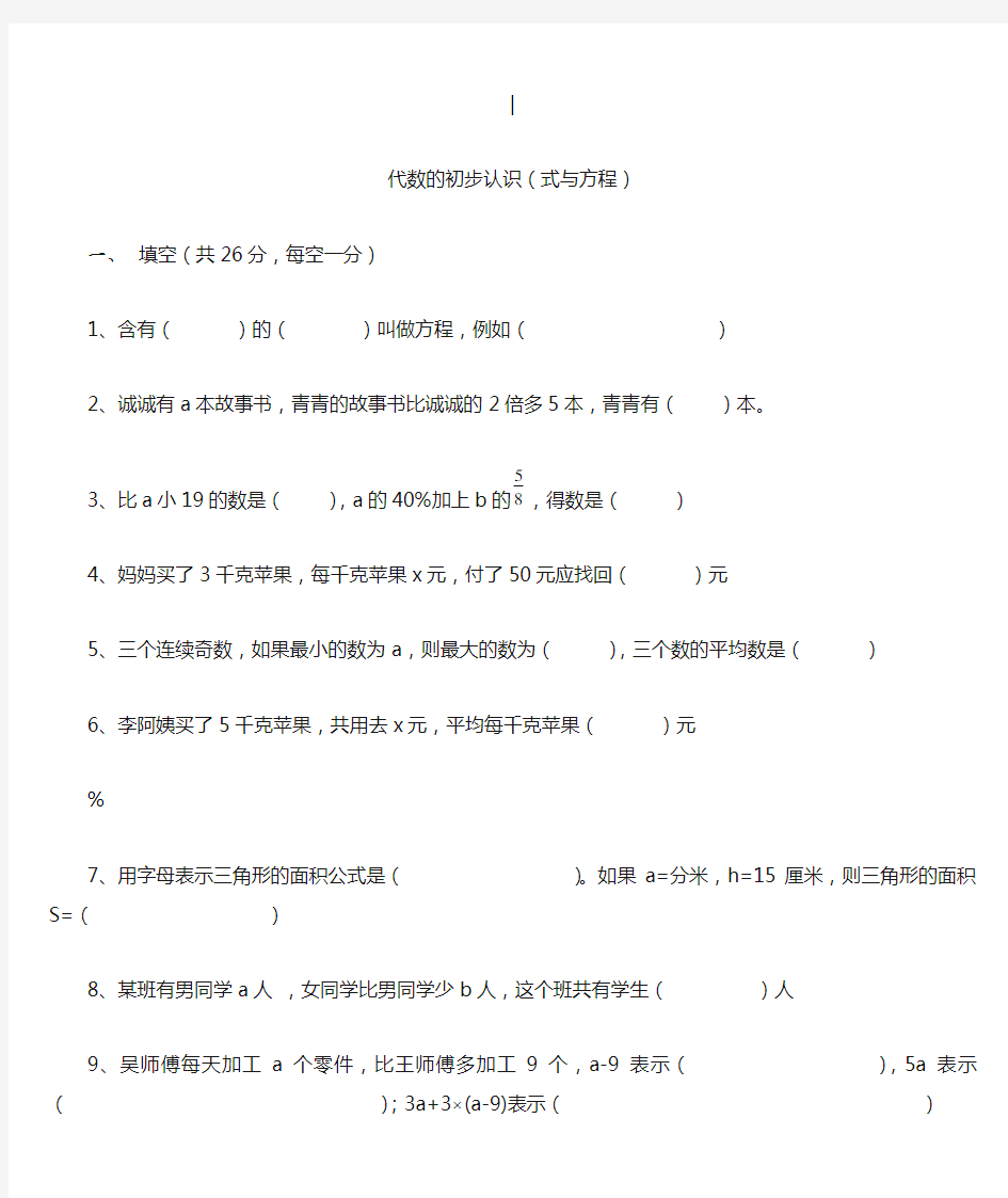 小学数学知识点式与方程