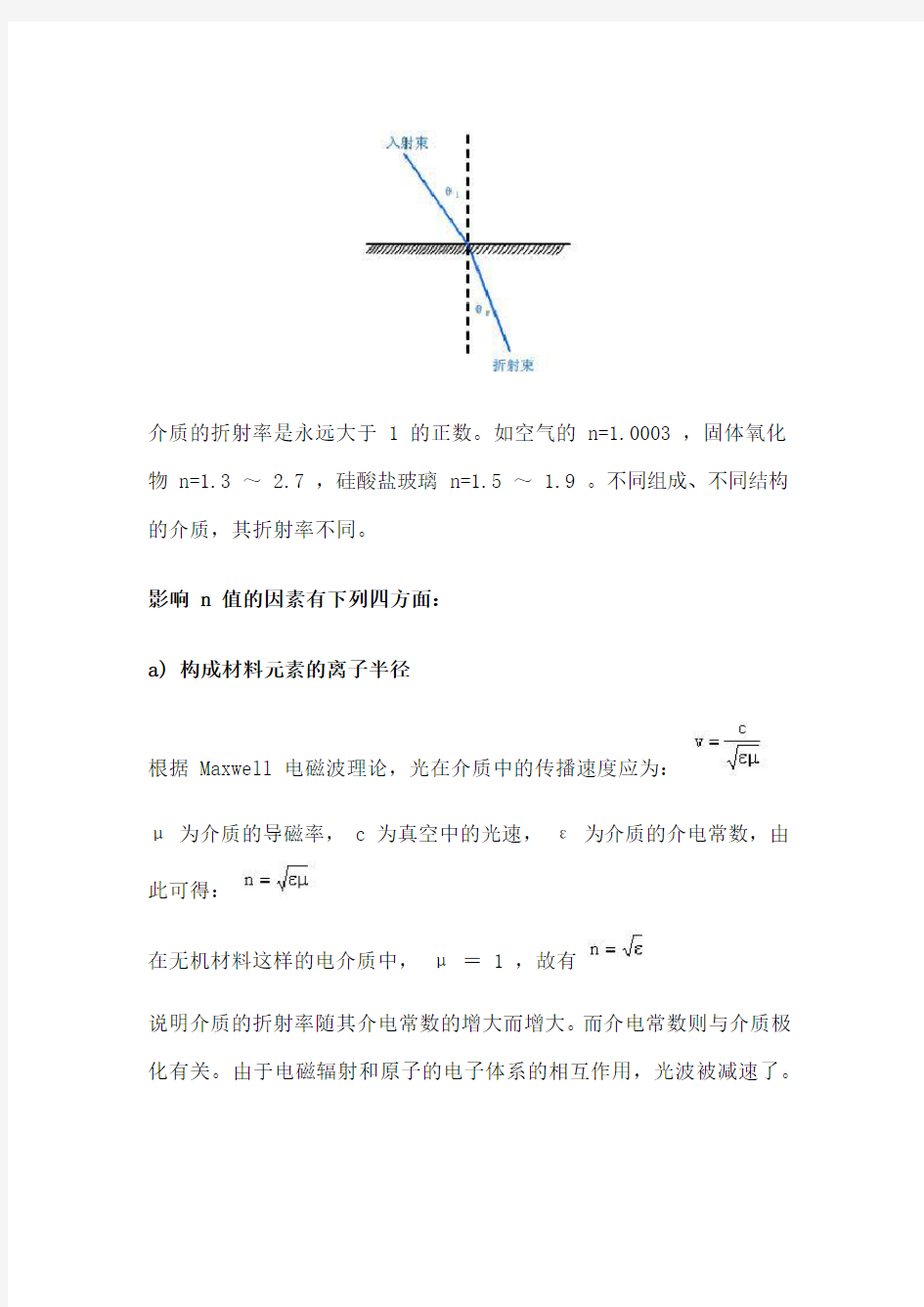 折射率与介电常数之间的关系