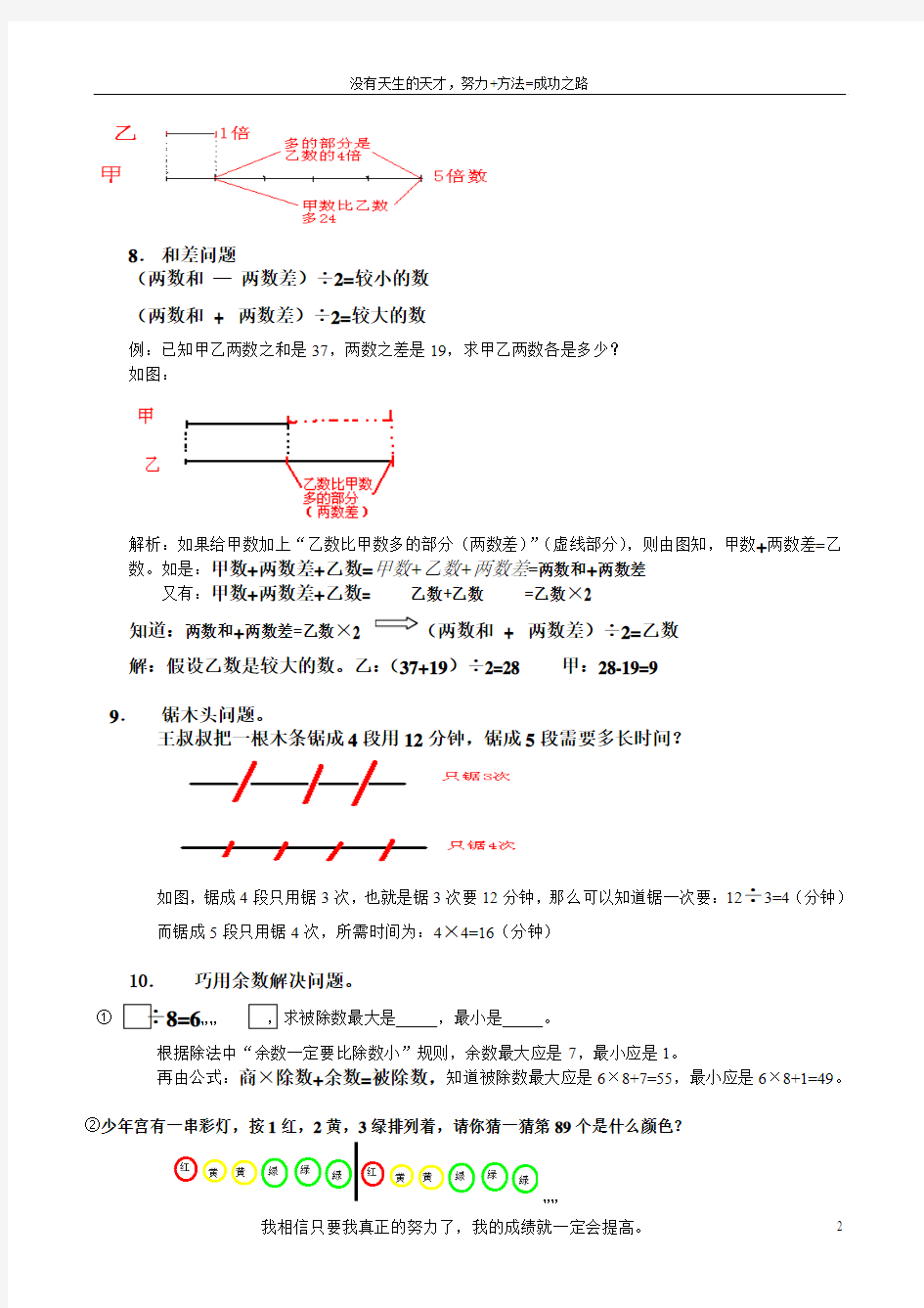 新人教版小学数学三年级下册要求背诵的概念及相关公式