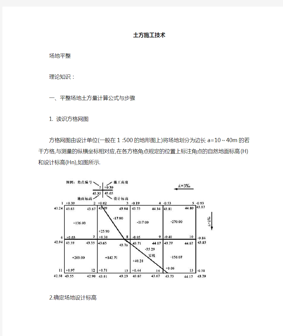 方格网法土方量计算及测量