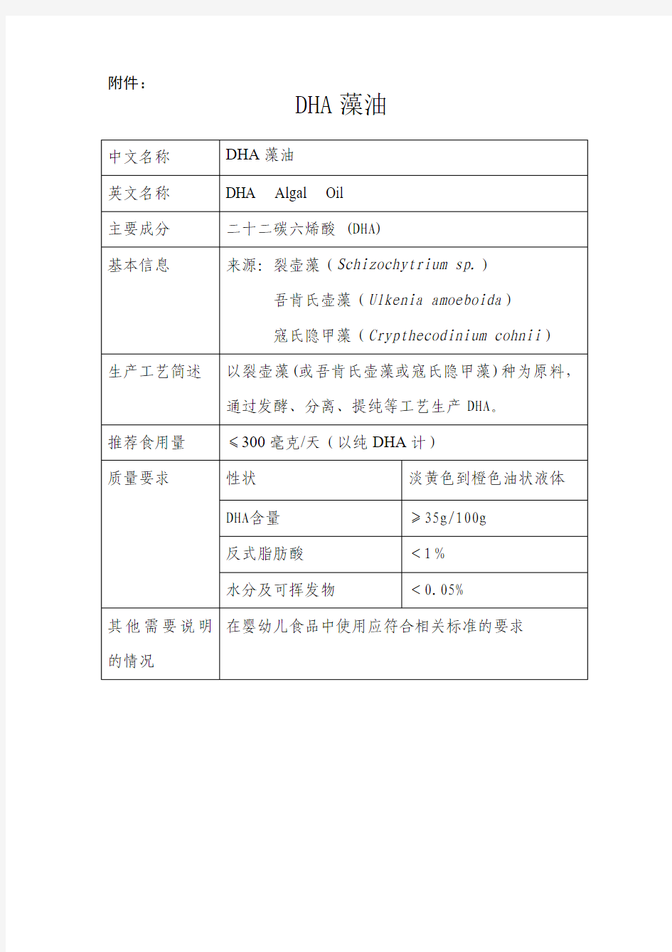 DHA和ARA新资源食品公告