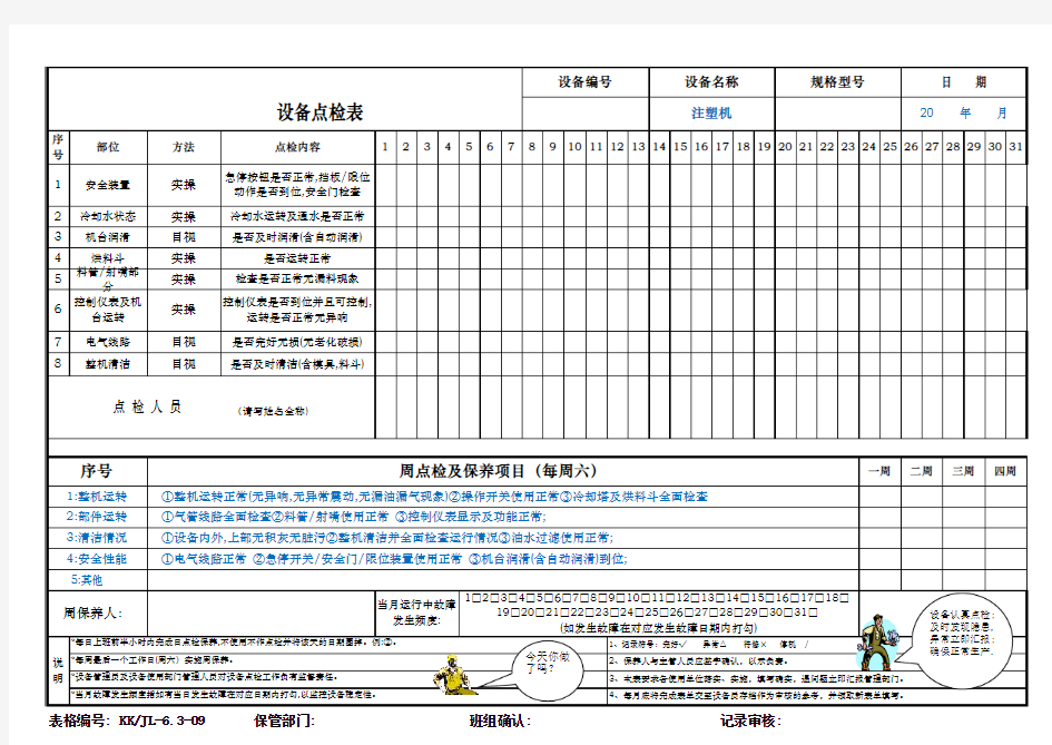 设备点检表-注塑机