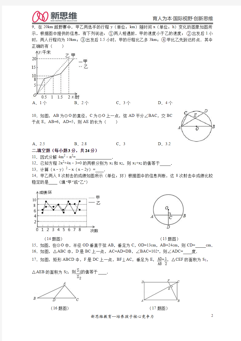 2015年南通中考数学精编版