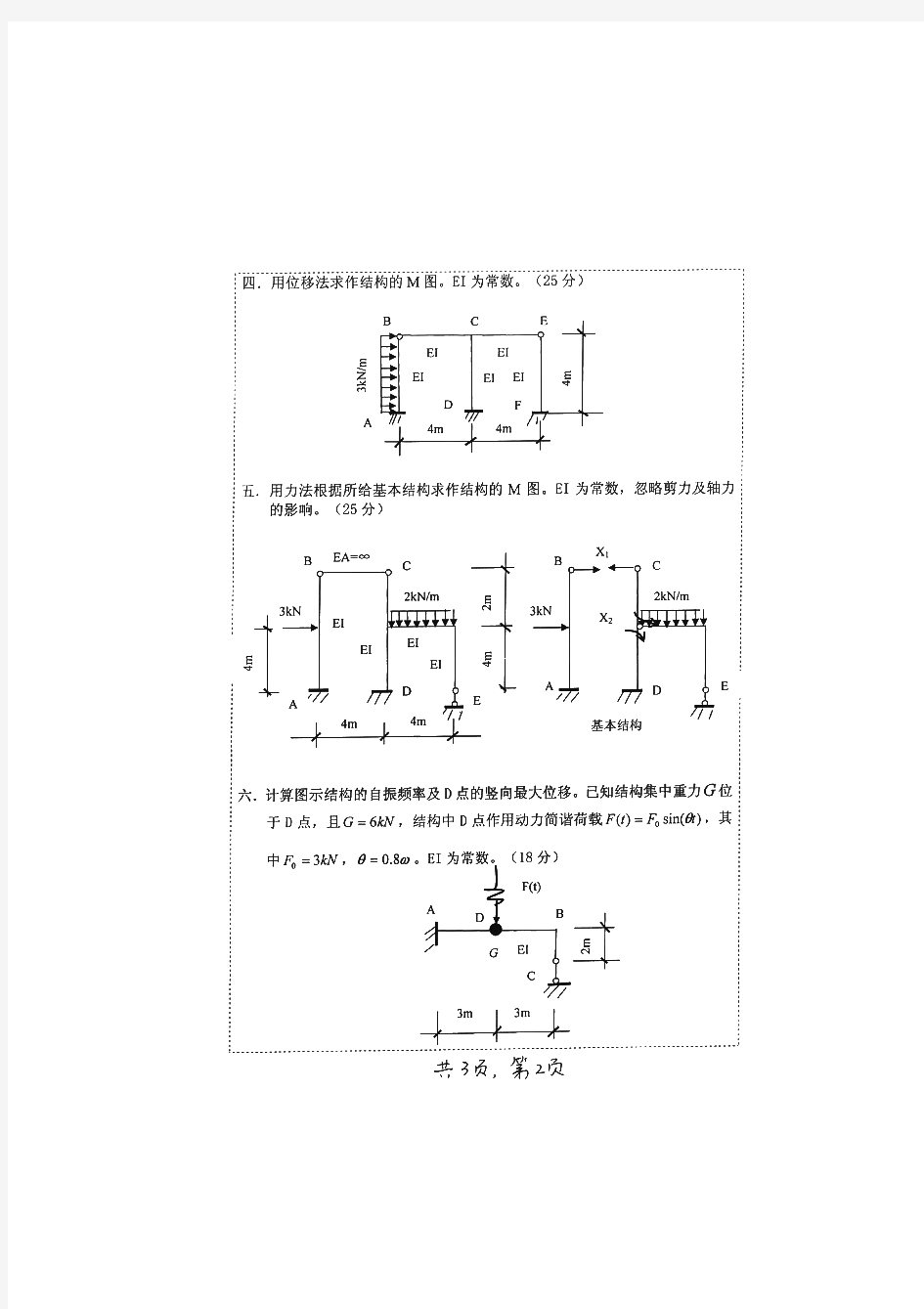 青岛理工大学结构力学历年考研试题 (2)