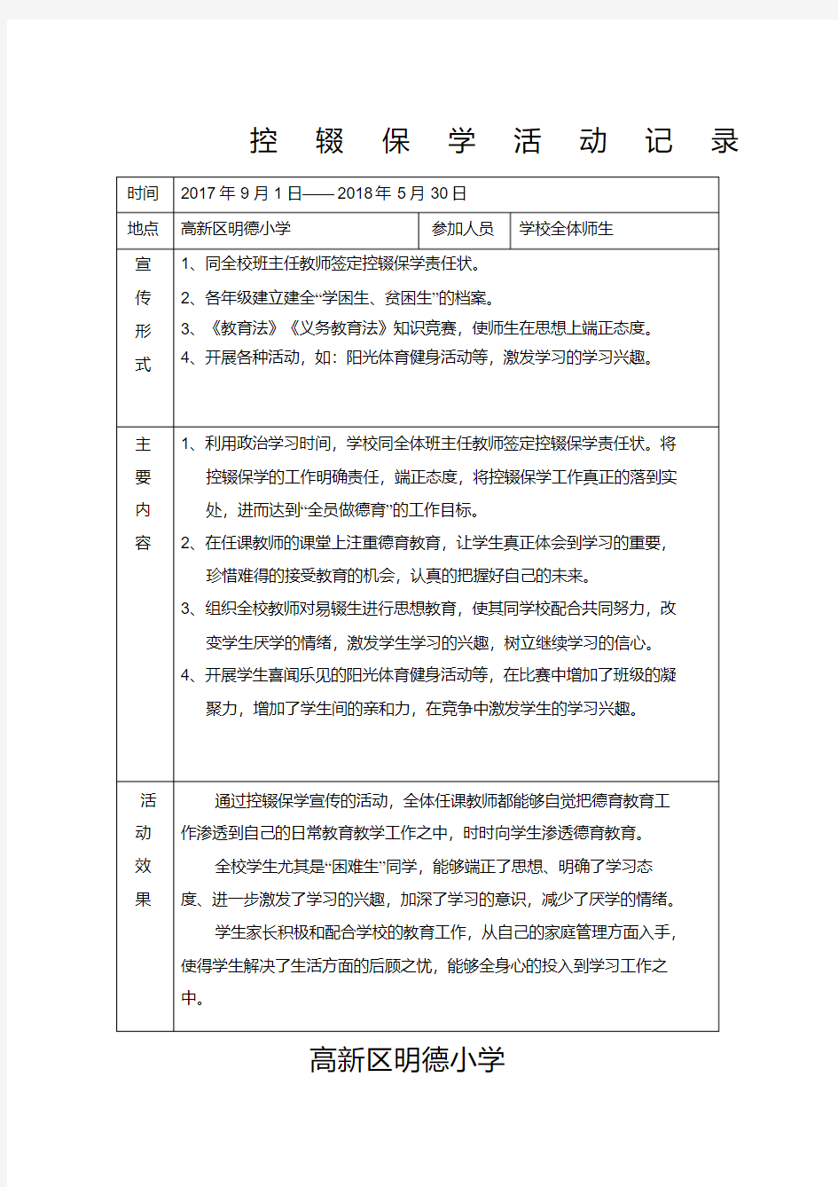 控辍保学工作会议记录